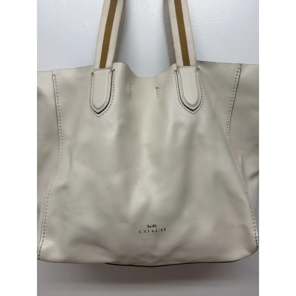 Coach F58660 Soft Chalk Pebble Leather Derby‎ Tote $298 MSRP #12